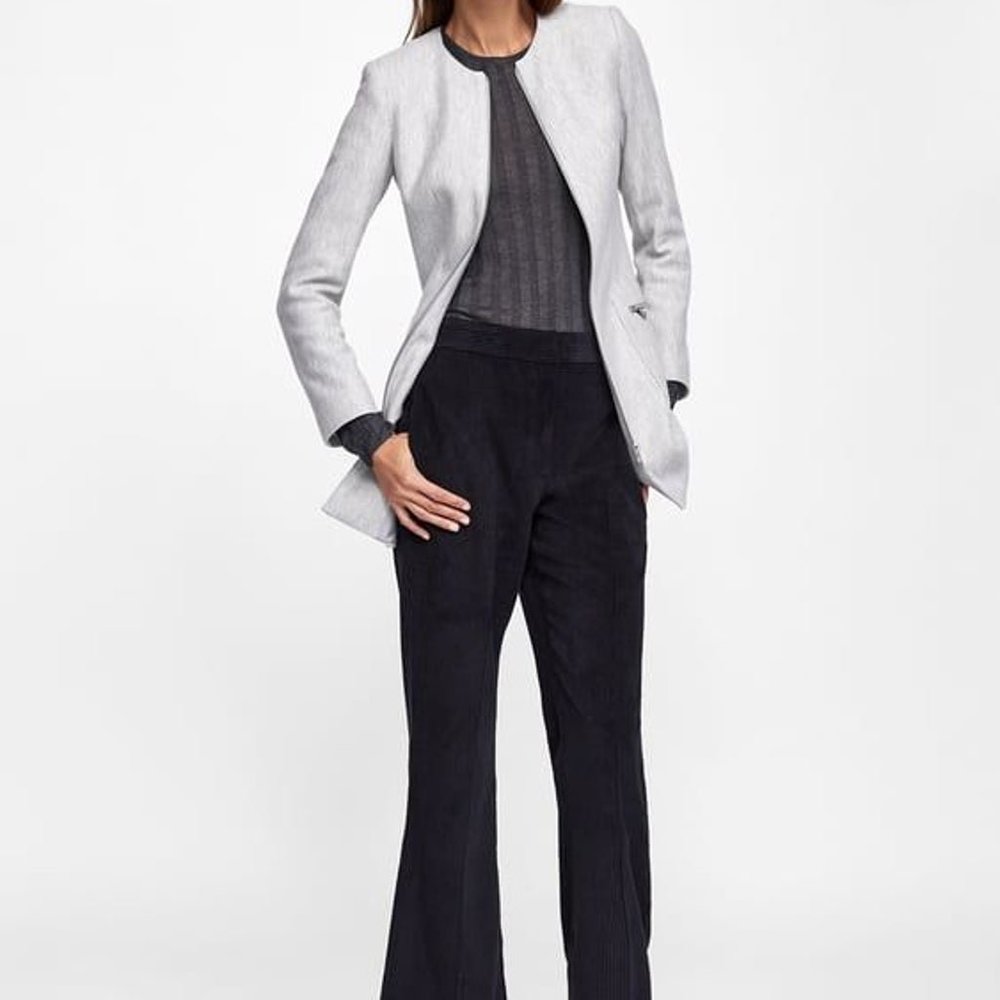 Zara Basic Collection Gray Full Zip Long Coat